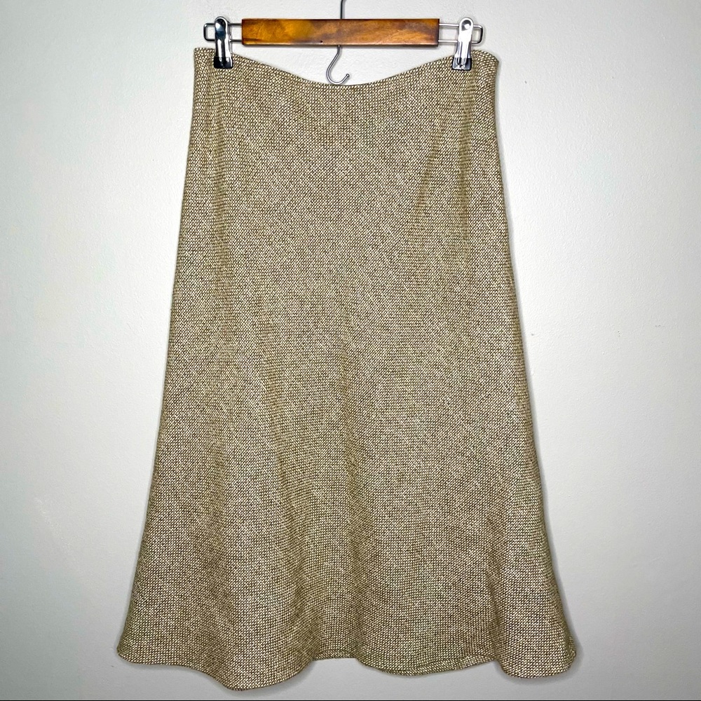Lafayette 148 Brown Toned Wool Blend Lined Long Skirt Size 8